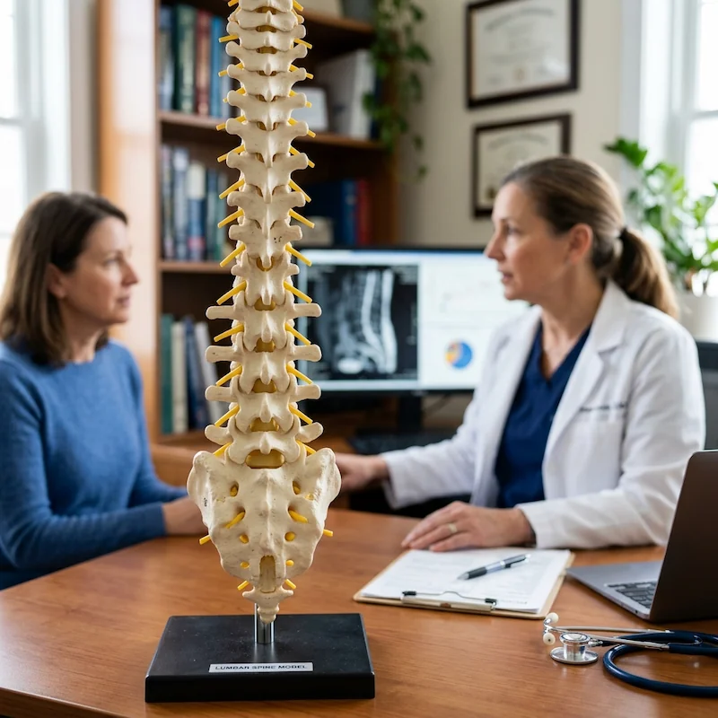 Anatomia da coluna lombar em modelo skeleton